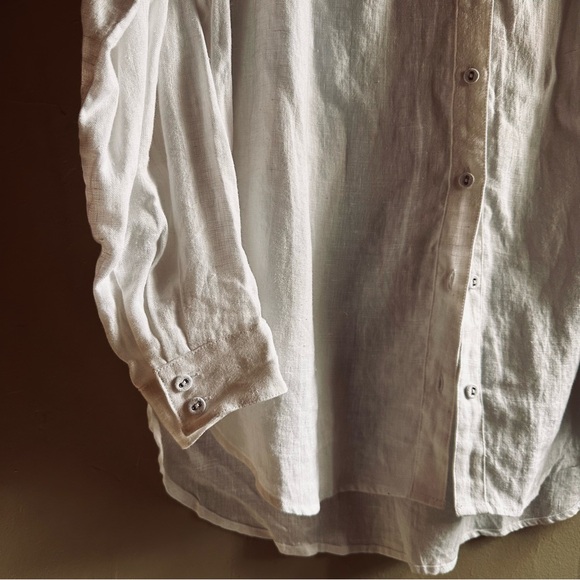 Eva’s Sunday white linen button up collar top - Picture 4 of 6